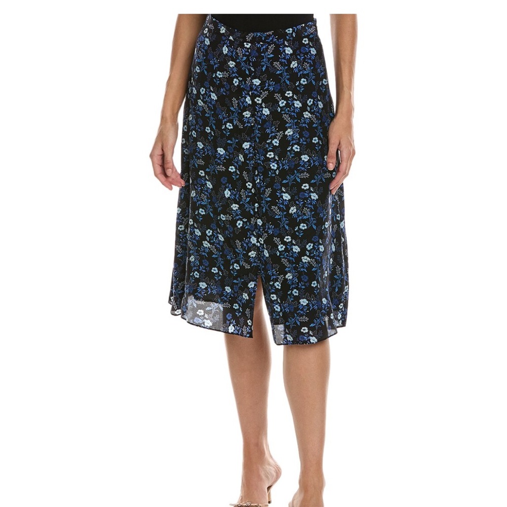 The Kooples Silk Blend Floral Midi Skirt
